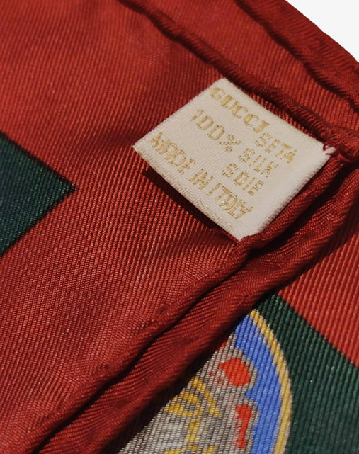 Gucci Trophy Foulard Vintage in Seta 86×86 Made in Italy con Scatola Originale