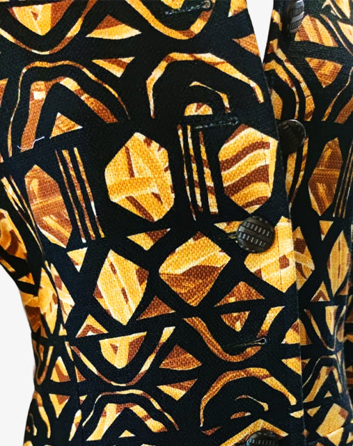 Yves Saint Laurent Rive Gauche Giacca Safari Wax Print Anni '80/'90