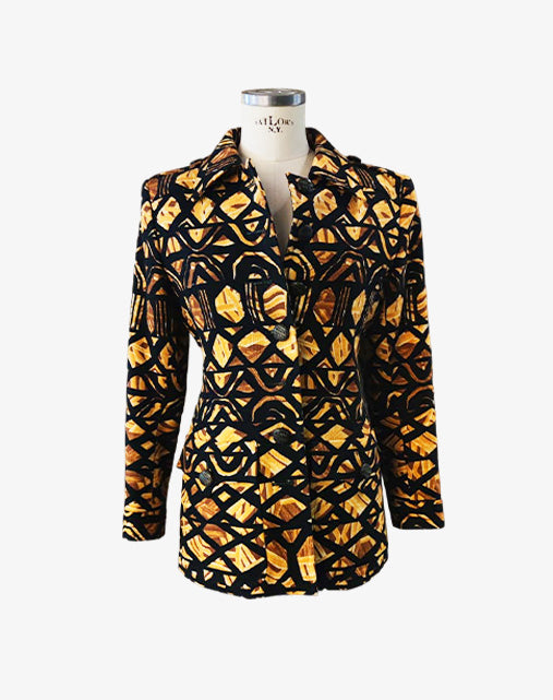 Yves Saint Laurent Rive Gauche Giacca Safari Wax Print Anni '80/'90