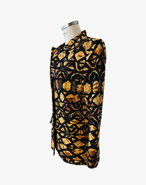 Yves Saint Laurent Rive Gauche Giacca Safari Wax Print Anni '80/'90