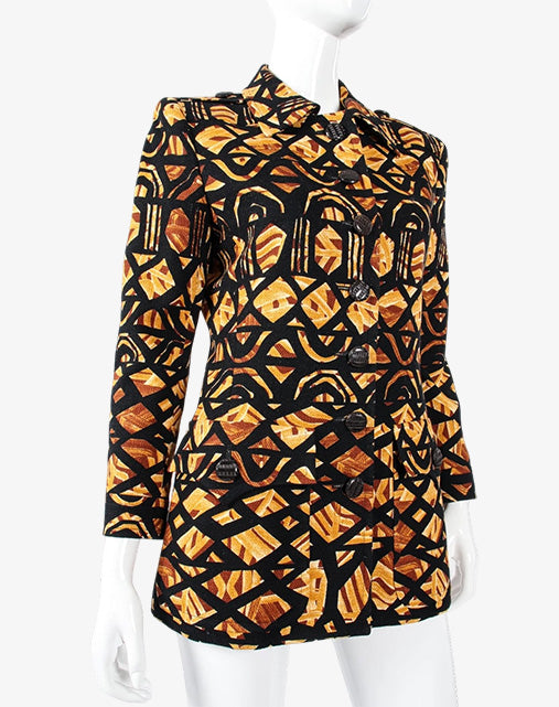 Yves Saint Laurent Rive Gauche Giacca Safari Wax Print Anni '80/'90