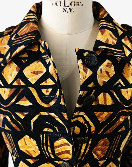 Yves Saint Laurent Rive Gauche Giacca Safari Wax Print Anni '80/'90