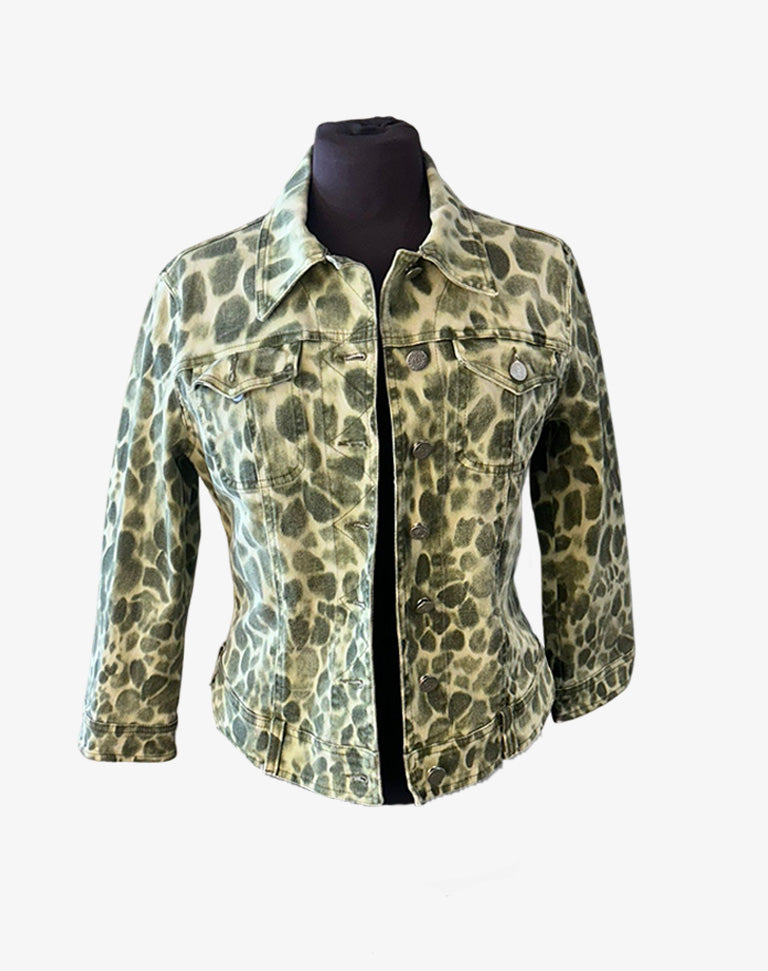 Giacca Cavalli Jeans in denim verde maculato anni 2000