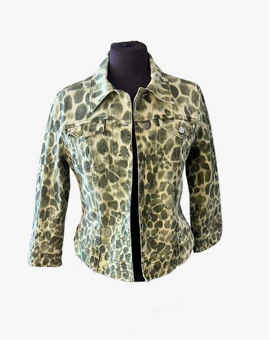 Giacca Cavalli Jeans in denim verde maculato anni 2000
