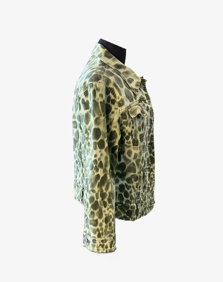 Giacca Cavalli Jeans in denim verde maculato anni 2000
