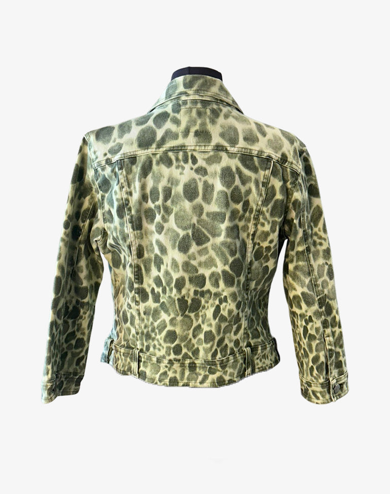Giacca Cavalli Jeans in denim verde maculato anni 2000