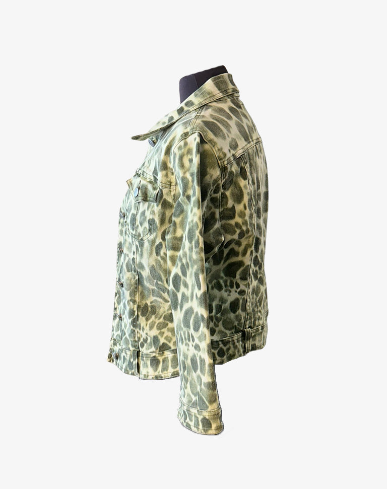 Giacca Cavalli Jeans in denim verde maculato anni 2000