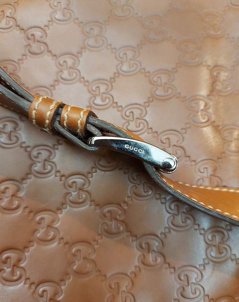 Gucci Borsa Cartella in pelle Guccissima nocciola anni 90