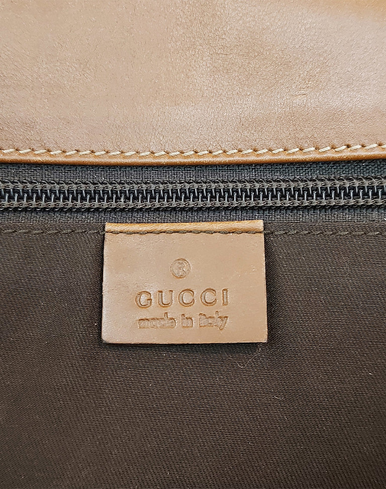 Gucci Borsa Cartella in pelle Guccissima nocciola anni 90