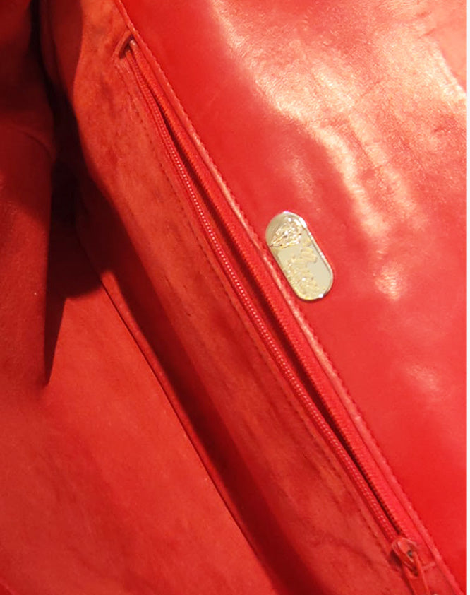 Gucci Borsa Clutch con Tracolla Rossa in Nappa con dettaglio Pitone Vintage Anni 90/00