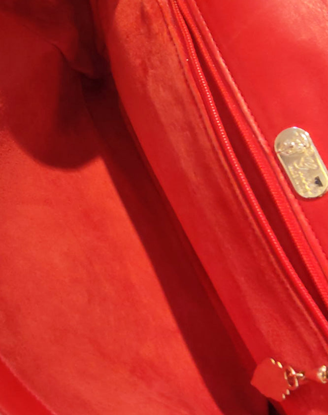 Gucci Borsa Clutch con Tracolla Rossa in Nappa con dettaglio Pitone Vintage Anni 90/00