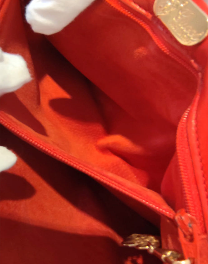 Gucci Borsa Clutch con Tracolla Rossa in Nappa con dettaglio Pitone Vintage Anni 90/00