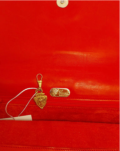 Gucci Borsa Clutch con Tracolla Rossa in Nappa con dettaglio Pitone Vintage Anni 90/00