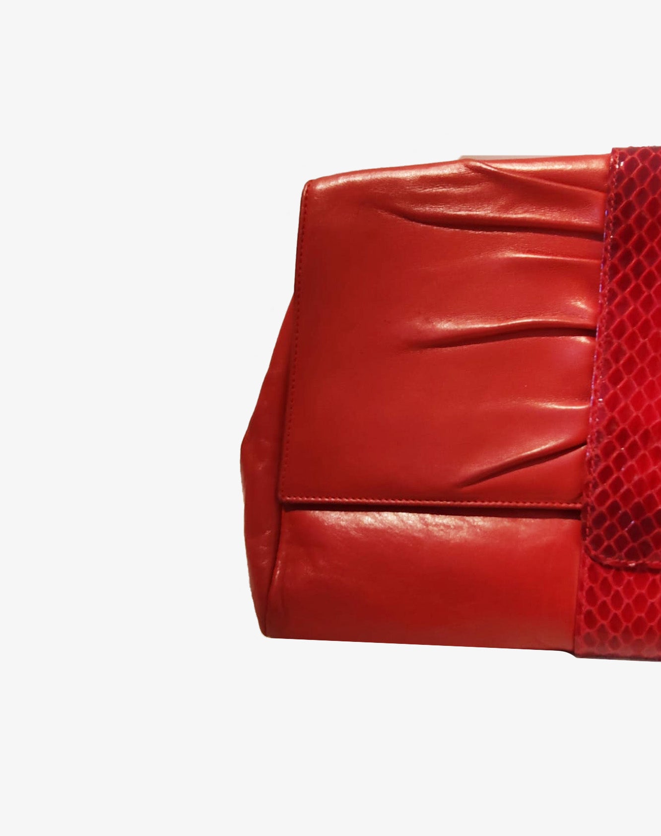 Gucci Borsa Clutch con Tracolla Rossa in Nappa con dettaglio Pitone Vintage Anni 90/00