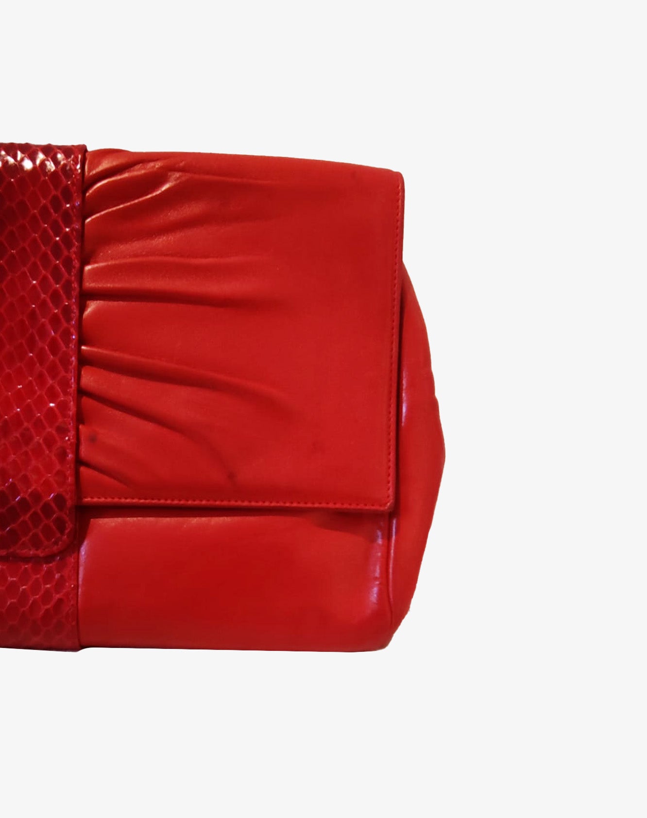 Gucci Borsa Clutch con Tracolla Rossa in Nappa con dettaglio Pitone Vintage Anni 90/00