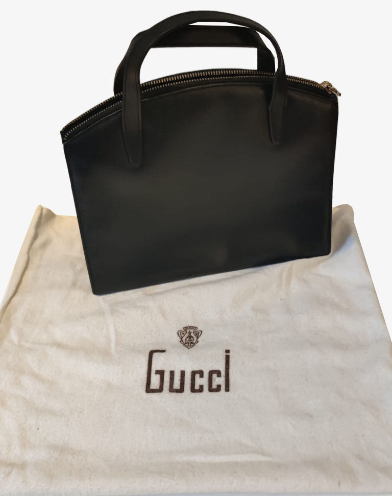 Gucci Borsa Donna Pelle Nera Bauletto Minimal Anni 2000