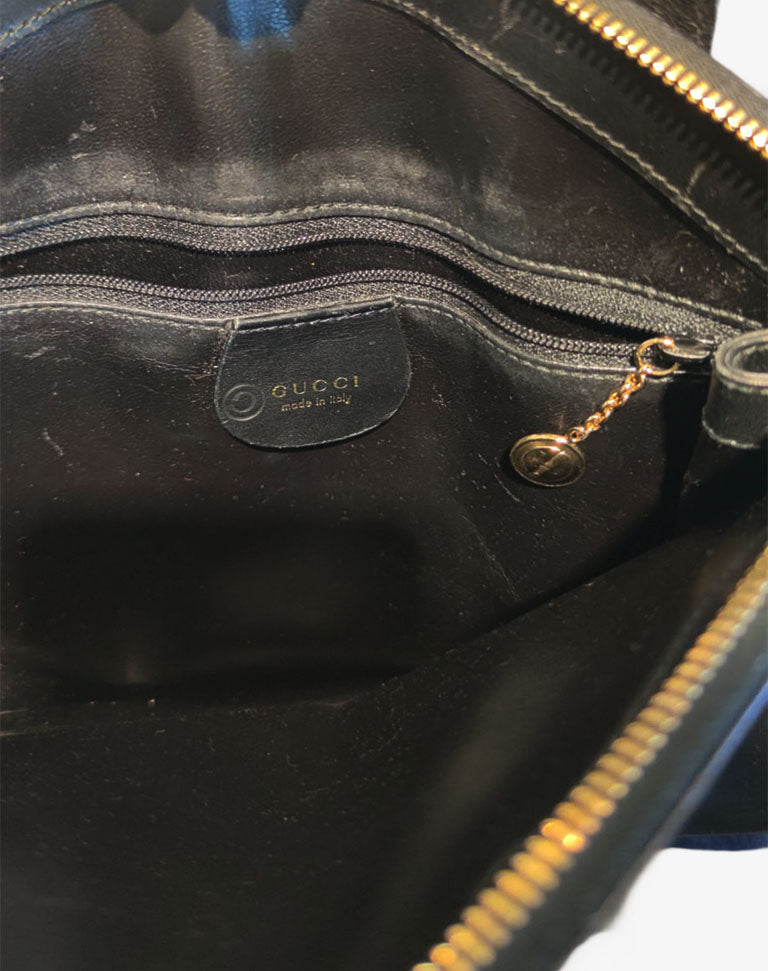 Gucci Borsa Donna Pelle Nera Bauletto Minimal Anni 2000