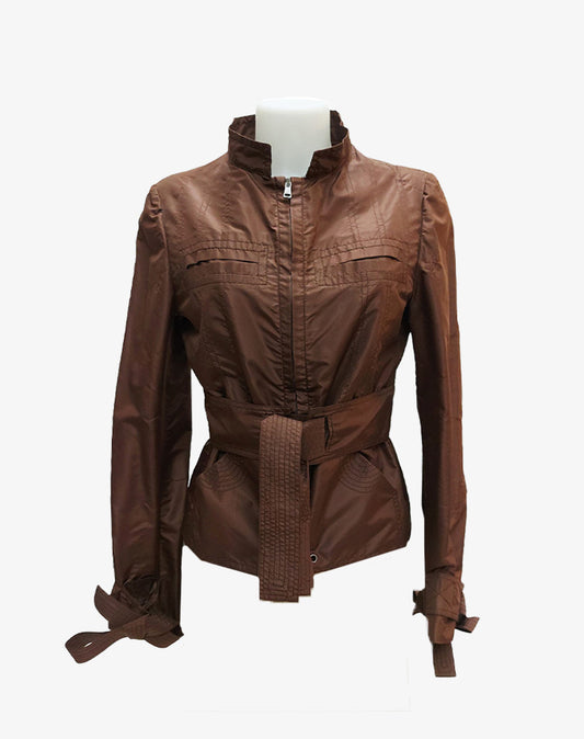 Gucci Giacca Donna in seta marrone anni 2000 Made in Italy