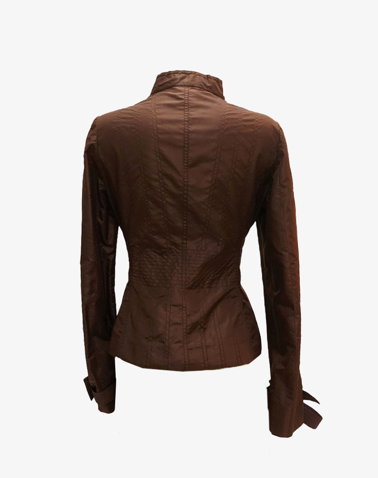 Gucci Giacca Donna in seta marrone anni 2000 Made in Italy