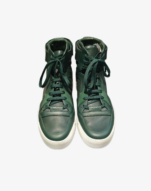 Gucci New Basketball High Top 386738 by Alessandro Michele Green Men's Leather Sneakers Made in Italy (2015)