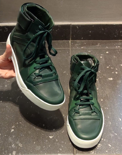 Gucci New Basketball High Top 386738 by Alessandro Michele Green Men's Leather Sneakers Made in Italy (2015)