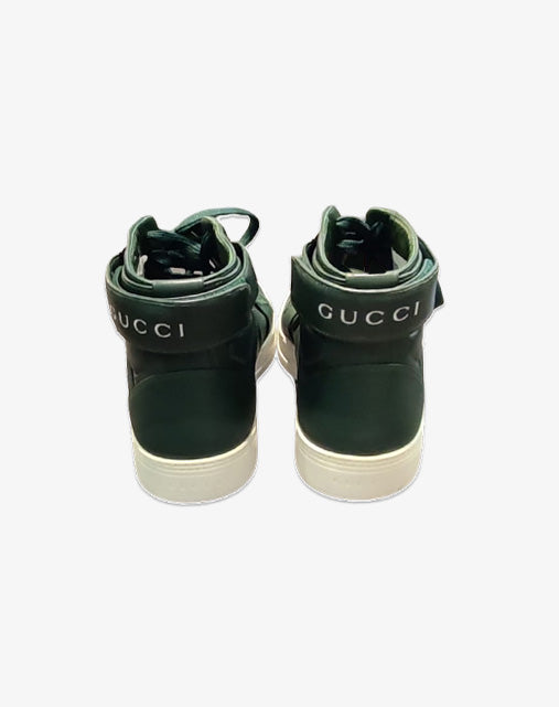Gucci New Basketball High Top 386738 by Alessandro Michele Green Men's Leather Sneakers Made in Italy (2015)