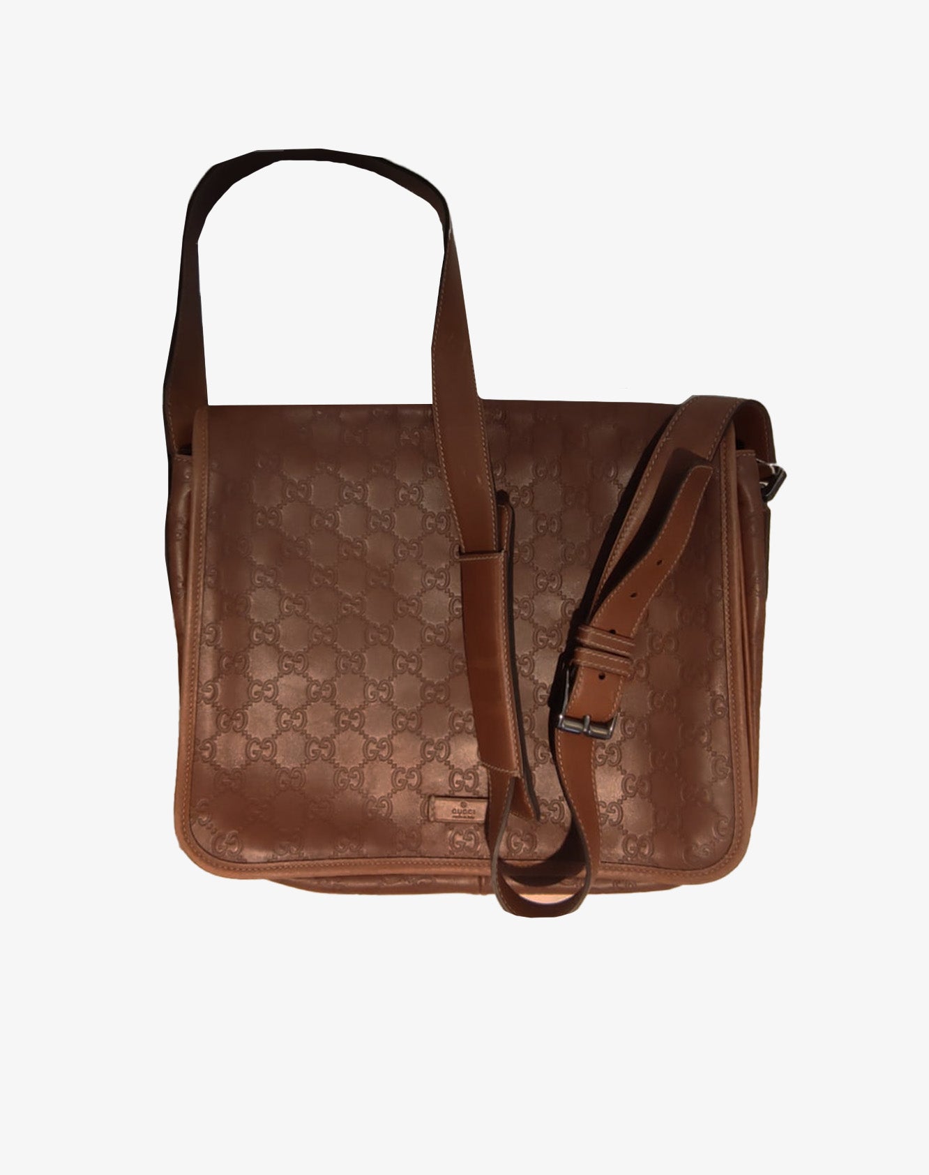 Gucci Borsa Cartella in pelle Guccissima nocciola anni 90