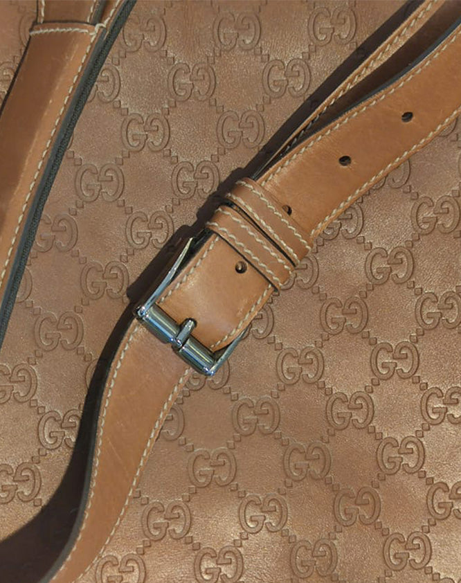 Gucci Borsa Cartella in pelle Guccissima nocciola anni 90