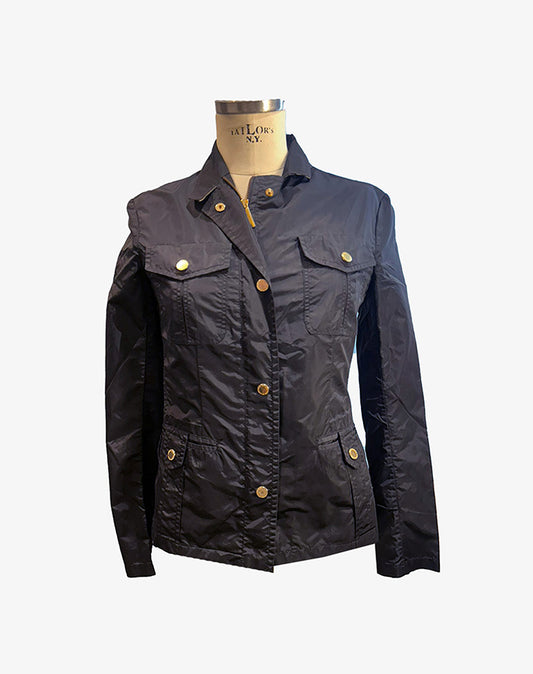 Giacca donna  impermeabile Jacket Burberry London leggero navy con catenella logo