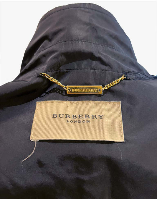 Giacca donna  impermeabile Jacket Burberry London leggero navy con catenella logo