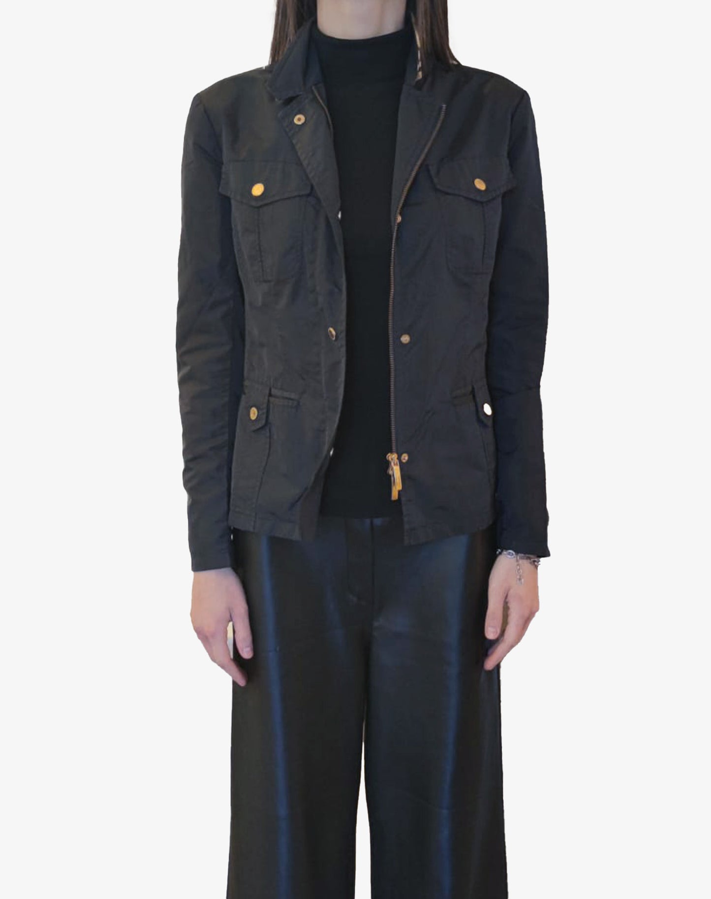 Giacca donna  impermeabile Jacket Burberry London leggero navy con catenella logo