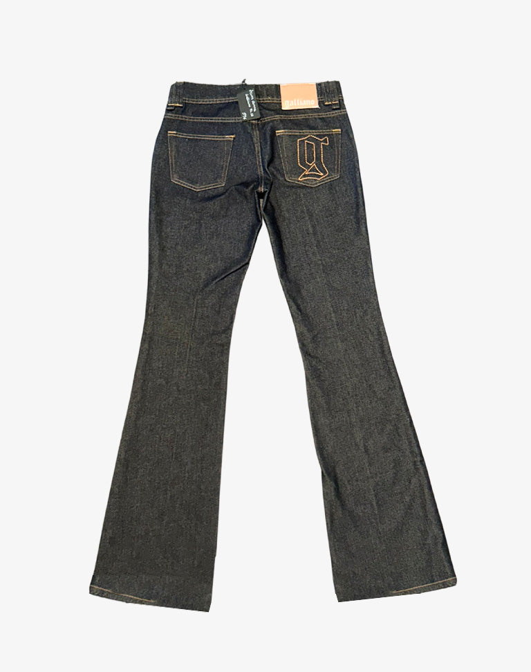 Jeans Galliano donna flare bootcut denim scuro anni 2000