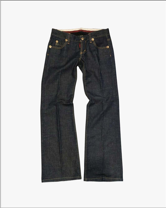 Jeans Dsquared2 Classy Low Bootcut Denim Scuro e Pizzo taglia 27