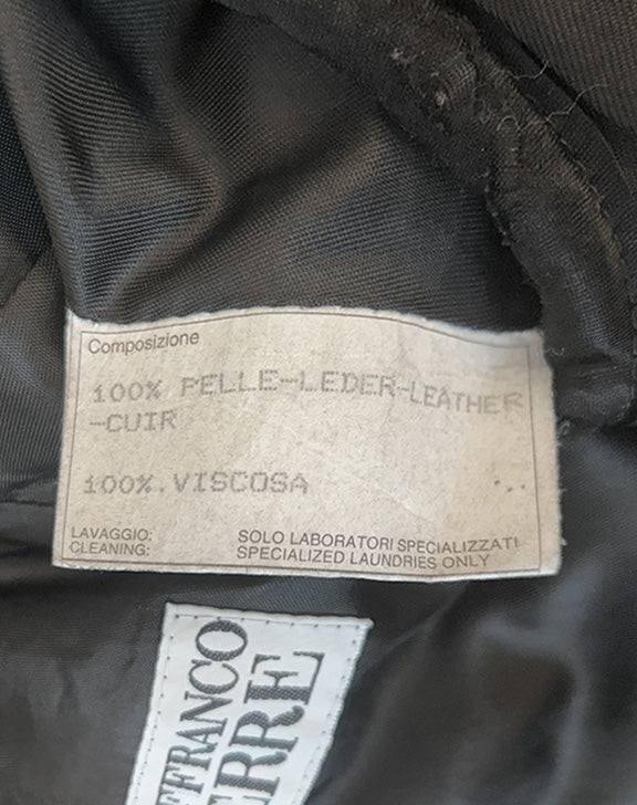 Blazer lungo Gianfranco Ferré donna in pelle nera con interno removibile