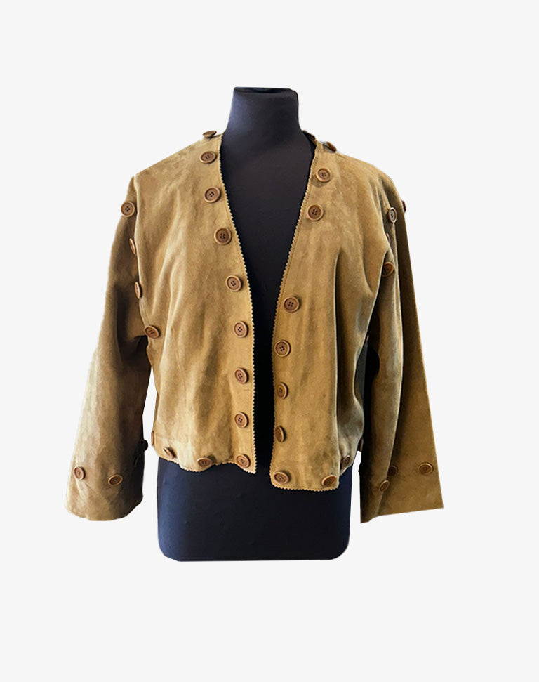 Giacca Moschino Leather donna in vera pelle scamosciata con frange anni 2000