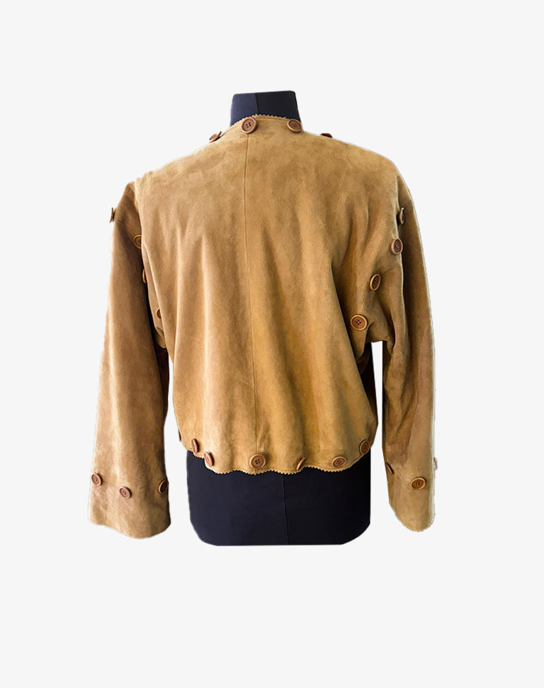 Giacca Moschino Leather donna in vera pelle scamosciata con frange anni 2000