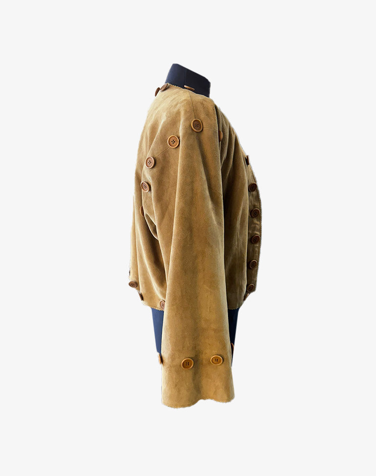 Giacca Moschino Leather donna in vera pelle scamosciata con frange anni 2000