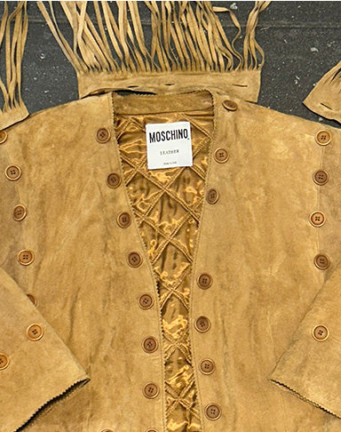 Giacca Moschino Leather donna in vera pelle scamosciata con frange anni 2000