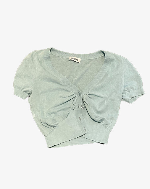 Moschino Cardigan Cropped Verde Acqua Anni 2000
