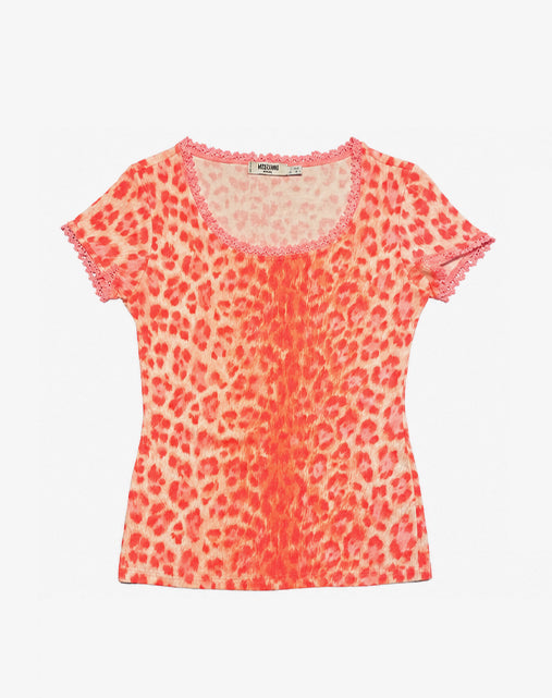 Moschino Jeans Top Maculato Rosa Y2K Anni 2000