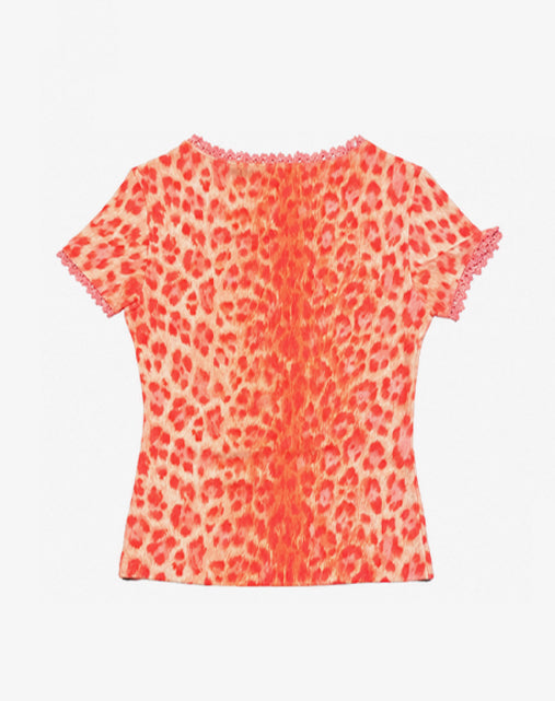 Moschino Jeans Top Maculato Rosa Y2K Anni 2000