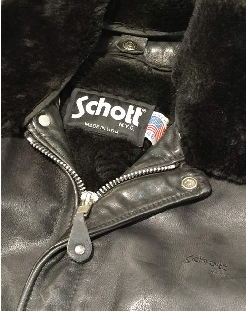Schott NYC 184F Flight Jacket Made in USA Men's Leather Bomber 90s