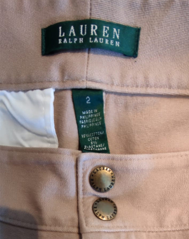 Lauren Ralph Lauren pantaloni donna beige in cotone stretch anni 2010