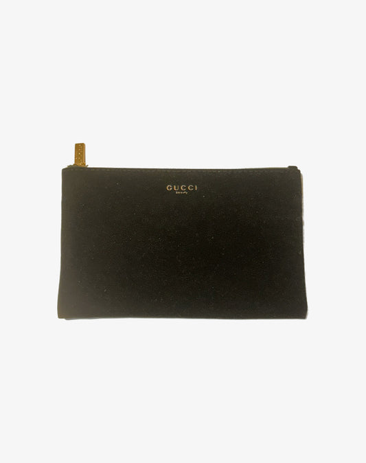 Pochette Gucci Beauty nera effetto velluto con zip anni 2010