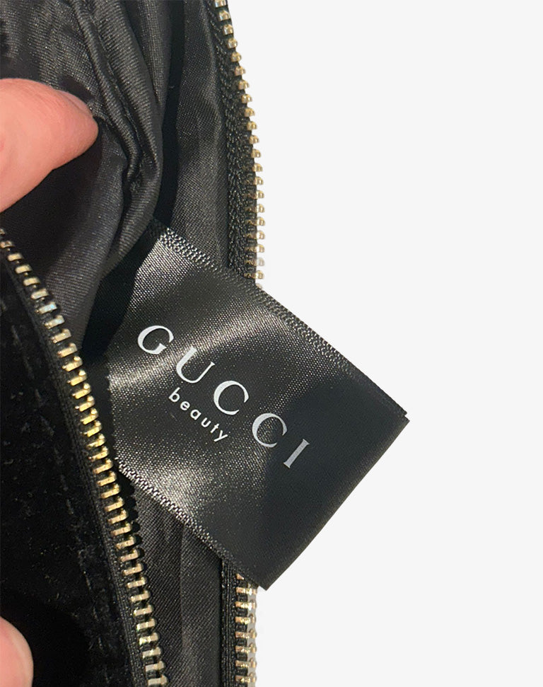 Pochette Gucci Beauty nera effetto velluto con zip anni 2010