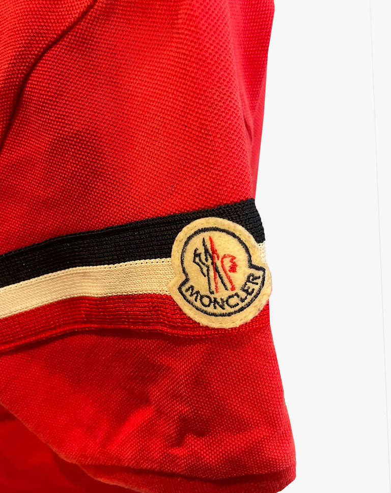 Moncler Polo Donna Rossa Logo Patch Manica Taglia S