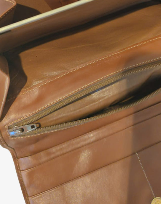 Portafoglio Gucci Vintage in pelle scamosciata marrone con inserto stampa cocco