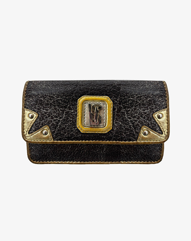 Versus Gianni Versace Portafoglio in Pelle Marrone e Oro
