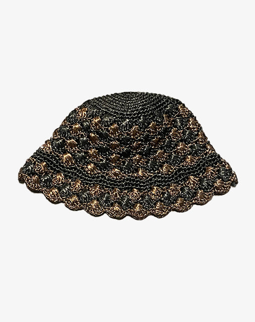 Prada Cappello Crochet in Raffia Nero e Marrone SS2012