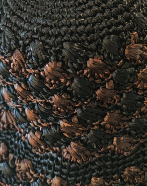 Prada Cappello Crochet in Raffia Nero e Marrone SS2012